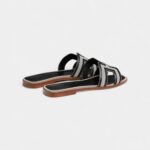 Hermès Oran Sandals for Women In Summer Quiet Slide Resistant Leather with Black