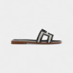 Hermès Oran Sandals for Women In Summer Quiet Slide Resistant Leather with Black