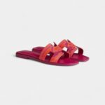 Hermès Oran Sandals for Women –in Pink & Orange with Synthetic Rubber Sole Cotton Canvas