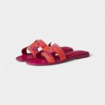 Hermès Oran Sandals for Women –in Pink & Orange with Synthetic Rubber Sole Cotton Canvas