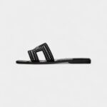 Hermès Oran Sandals for Women in Black Resistant Slide Leather