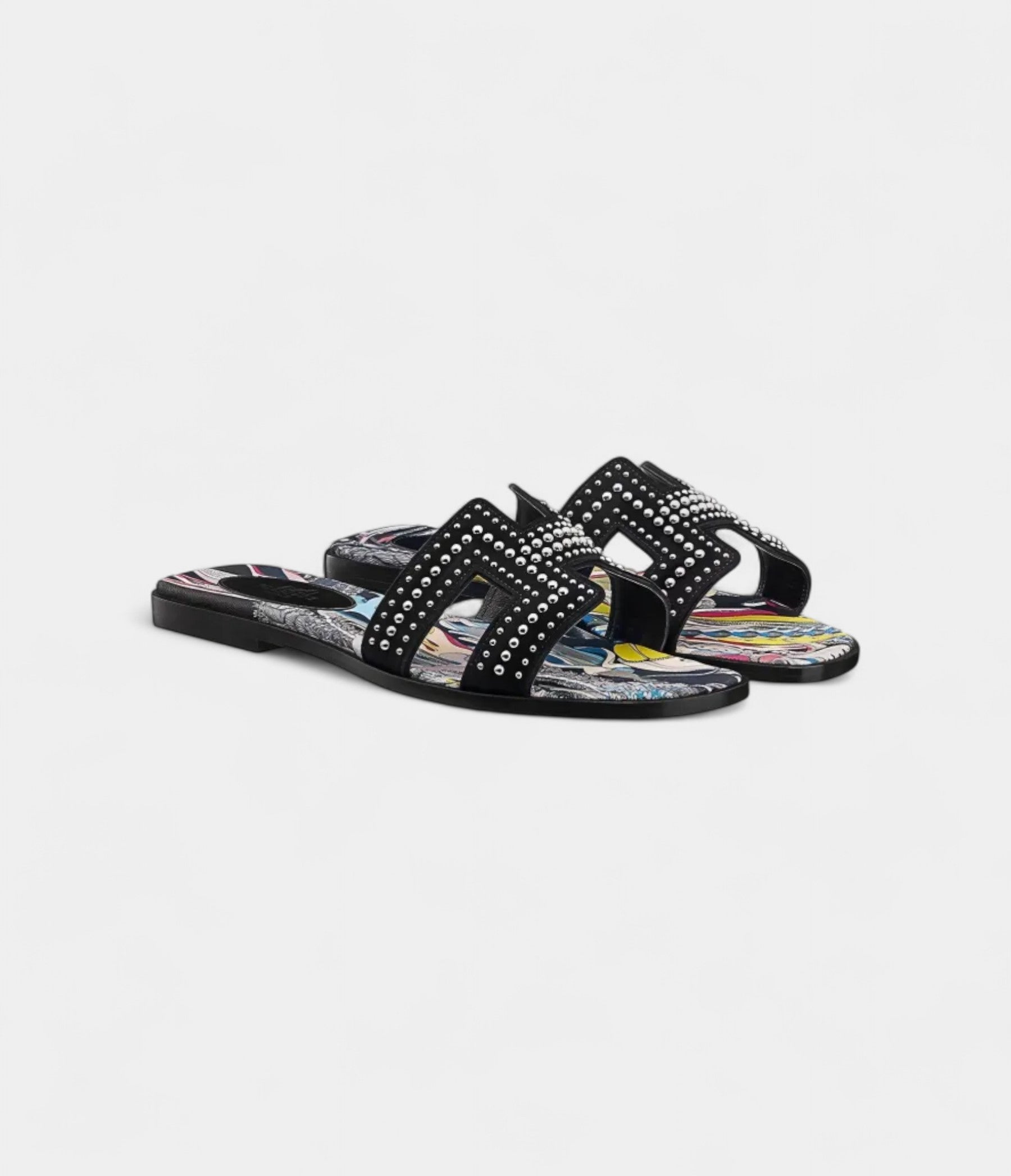Hermès Oran Sandals for Women in Black Resistant Slide Leather