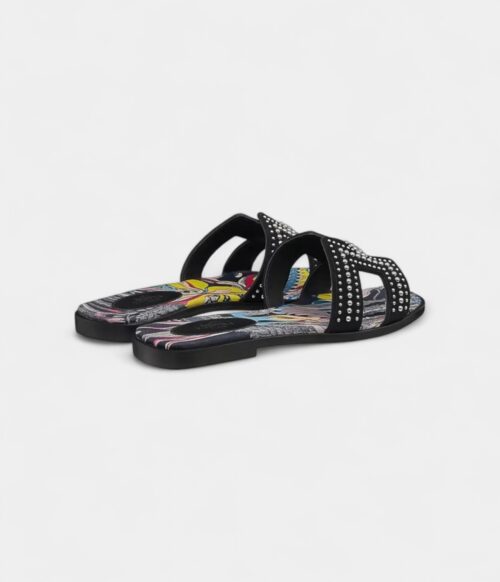 Hermès Oran Sandals for Women in Black Resistant Slide Leather
