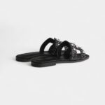 Hermès Oran Sandals for Women in Black & Silver Leather
