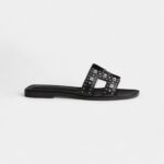 Hermès Oran Sandals for Women in Black & Silver Leather
