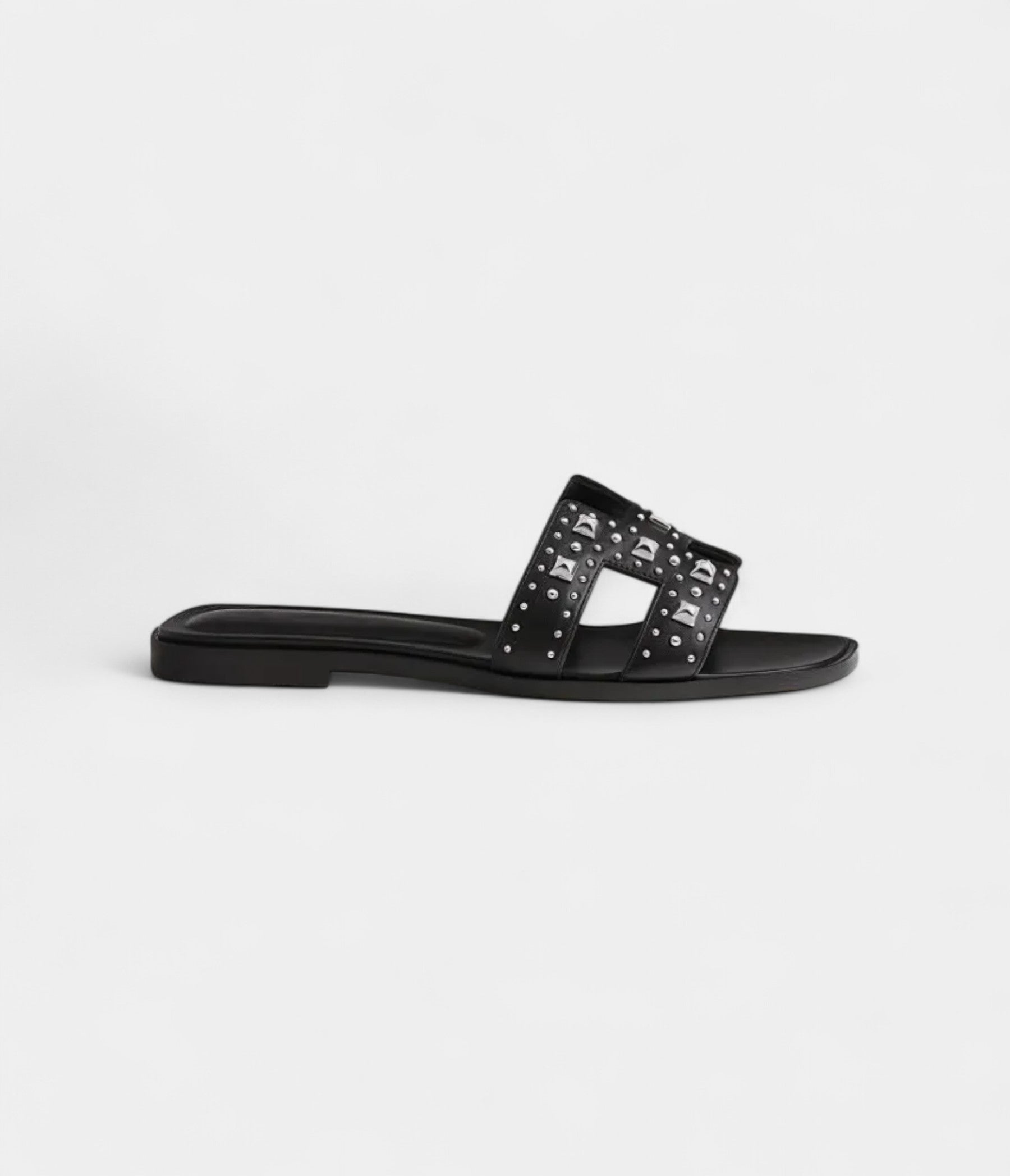 Hermès Oran Sandals for Women in Black & Silver Leather