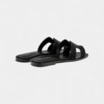 Hermès Oran Sandals for Women in Quiet Black Rhinestone Noir Goatskin