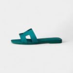 Hermès Oran Sandals for Women in Rubber Sole Casual Green Leather