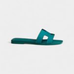 Hermès Oran Sandals for Women in Rubber Sole Casual Green Leather