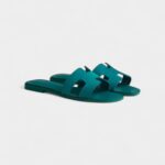 Hermès Oran Sandals for Women in Rubber Sole Casual Green Leather