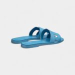 Hermès Oran Stylish Sandals for Women Enamel Blue Top Grain Cow Leather