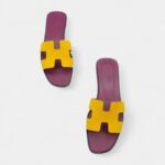 Hermès Oran Stylish Sandals for Women In Yellow & Purple