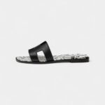Hermès Oran Stylish Sandals for Women in Black & White Calfskin