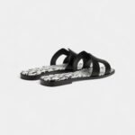 Hermès Oran Stylish Sandals for Women in Black & White Calfskin