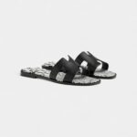 Hermès Oran Stylish Sandals for Women in Black & White Calfskin