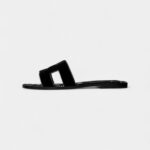 Hermès Oran Stylish Sandals for Women in Black & White Suede Slide