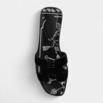 Hermès Oran Stylish Sandals for Women in Black & White Suede Slide