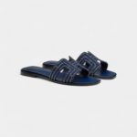 Hermès Oran Stylish Sandals for Women in Slip-Resistant Summer Blue Leather