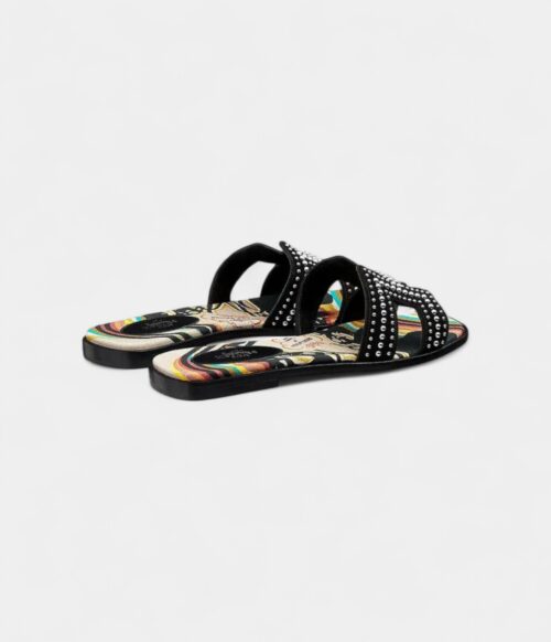 Hermès Oran Stylish Sandals for Women in Summer Editation Black Stud Leather