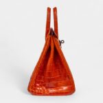Hermès Orange Shiny Niloticus Crocodile Birkin 25 Palladium Hardware