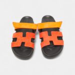 Hermes Orange Suede Chypre Sandals 41 EU