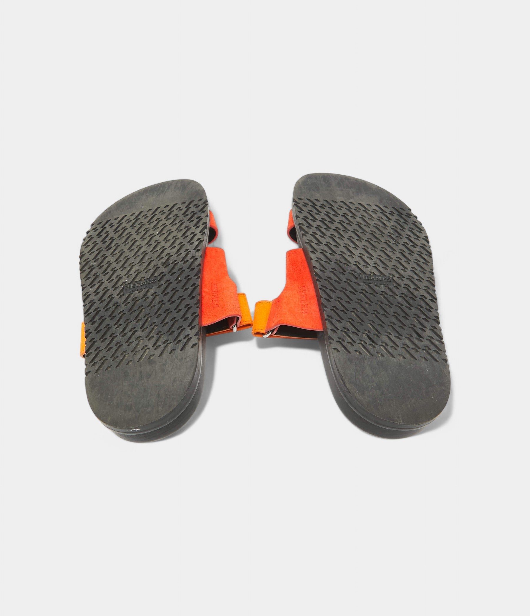 Hermes Orange Suede Chypre Sandals 41 EU