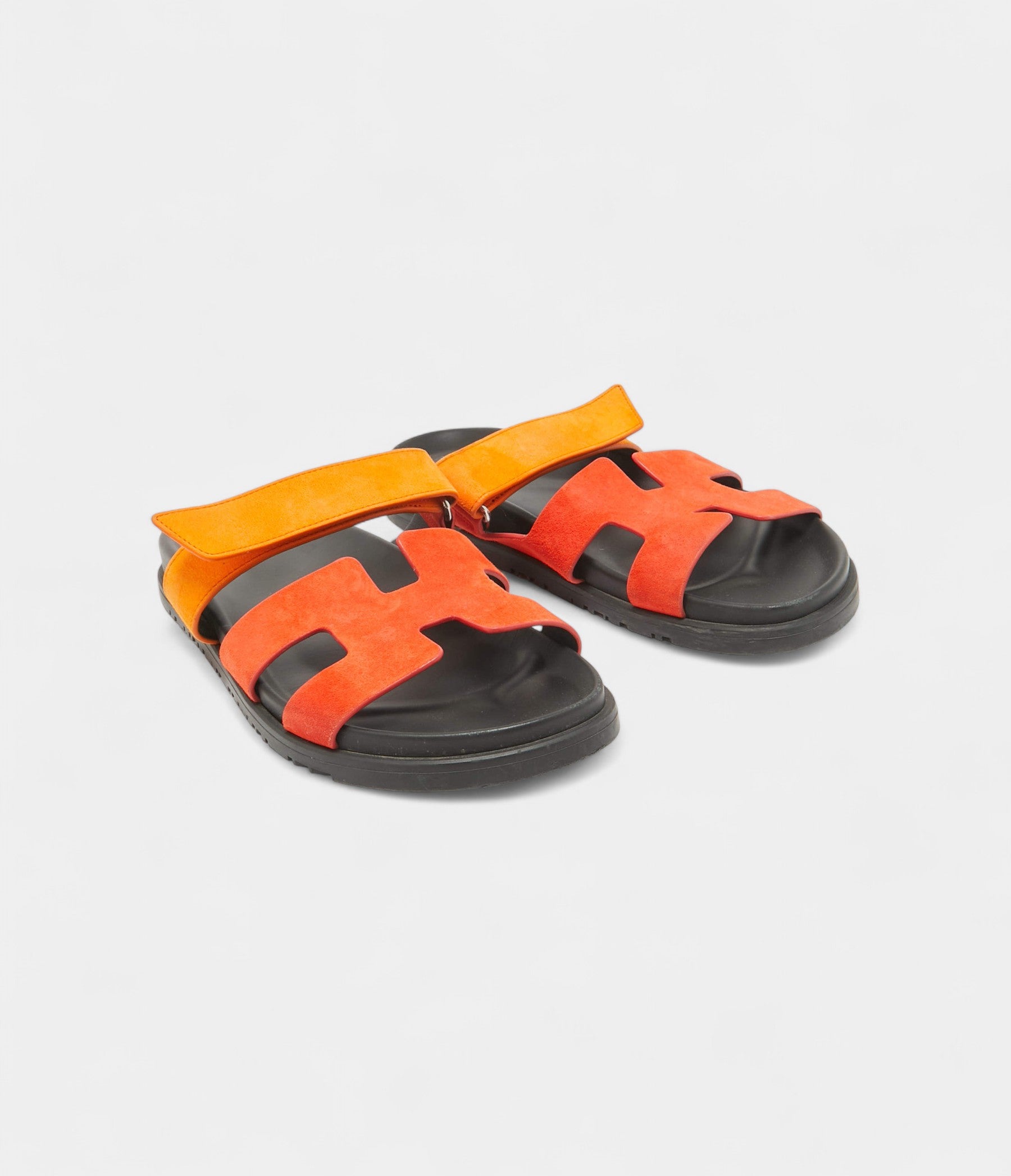 Hermes Orange Suede Chypre Sandals 41 EU