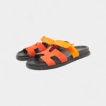 Hermes Orange Suede Chypre Sandals 41 EU