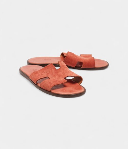 Hermes Peach Pink Suede Izmir Sandals 42.5 EU