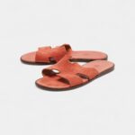 Hermes Peach Pink Suede Izmir Sandals 42.5 EU