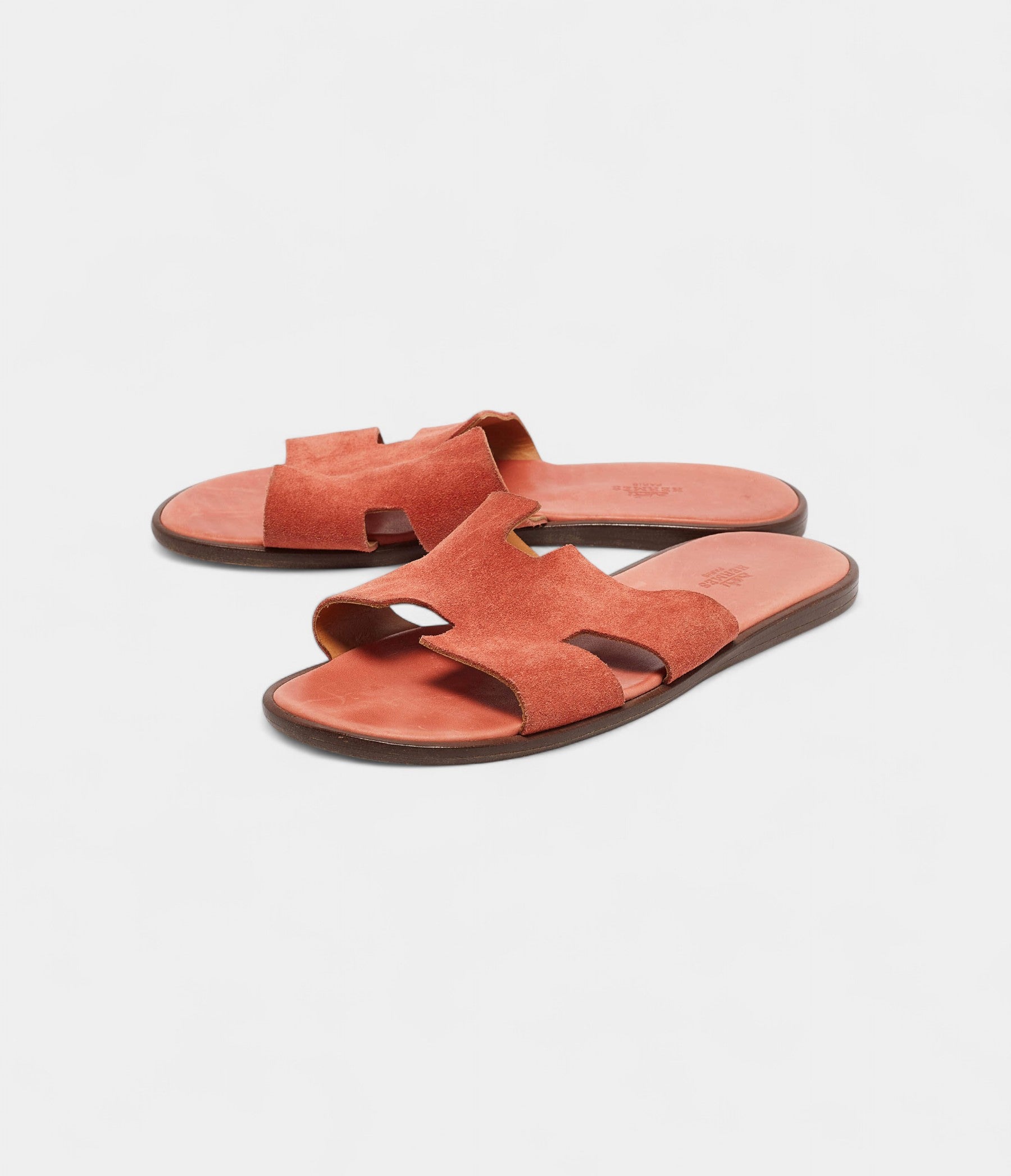Hermes Peach Pink Suede Izmir Sandals 42.5 EU