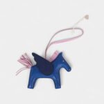 Hermès Pegase Rodeo Bag Charm MM Bleu France Mauve Sylvestre Bleu Saphir Milo Lambskin