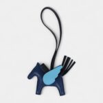 Hermès Pegase Rodeo Bag Charm PM Bleu Tie Celeste and Bleu Nuit Milo Lambskin