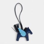 Hermès Pegase Rodeo Bag Charm PM Bleu Tie Celeste and Bleu Nuit Milo Lambskin