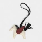 Hermès Pegase Rodeo Bag Charm PM Craie Black and Rouge H Milo Lambskin
