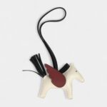 Hermès Pegase Rodeo Bag Charm PM Craie Black and Rouge H Milo Lambskin