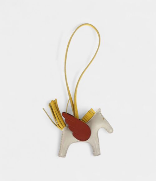 Hermès Pegase Rodeo Bag Charm PM Craie Jaune De Naples Cuivre Milo Lambskin