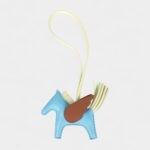 Hermès Pegase Rodeo Bag Charm PM Gold Bleu Celeste and Jaune Milton Milo Lambskin