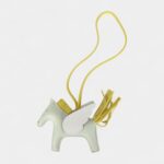 Hermès Pegase Rodeo Bag Charm PM New White Vert Fizz Lime Milo Lambskin