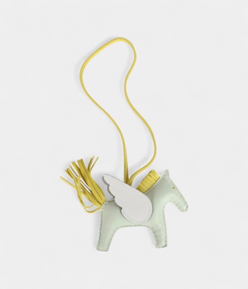 Hermès Pegase Rodeo Bag Charm PM New White Vert Fizz Lime Milo Lambskin