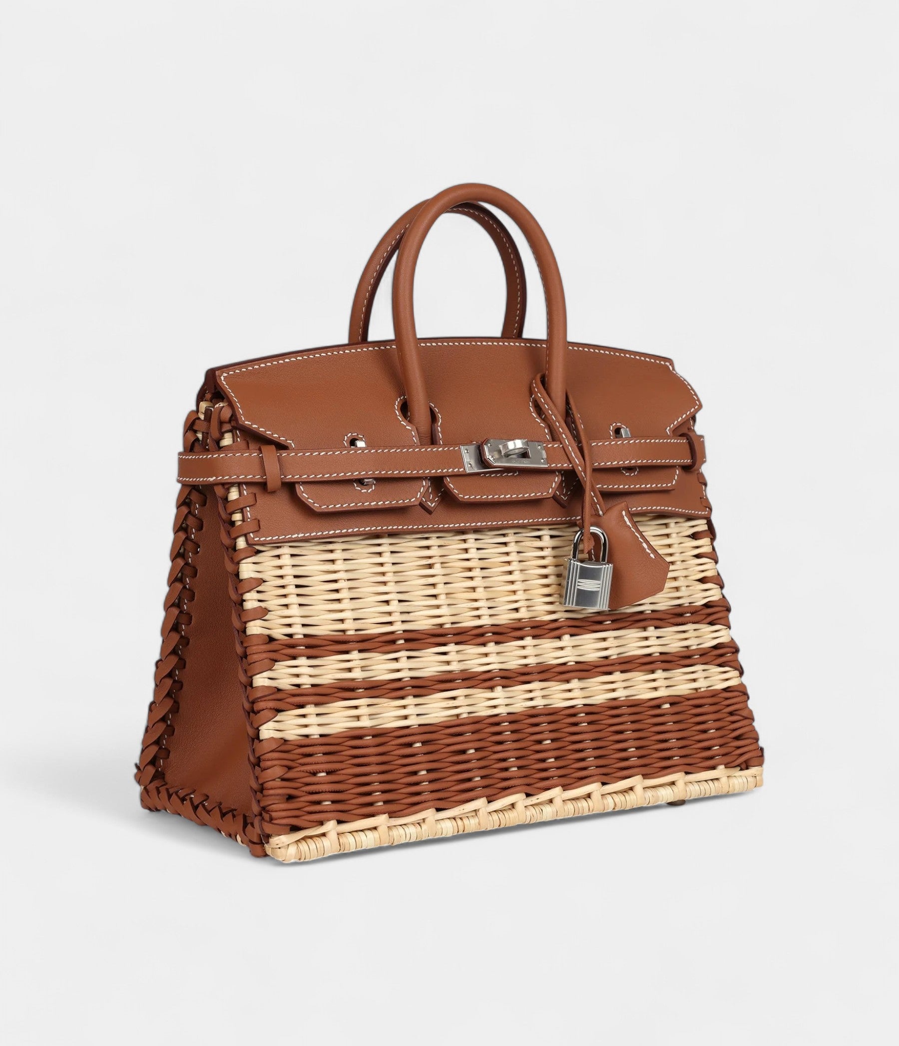 Hermès Picnic Birkin 25 Gold Swift and Stripe Wicker Palladium Hardware