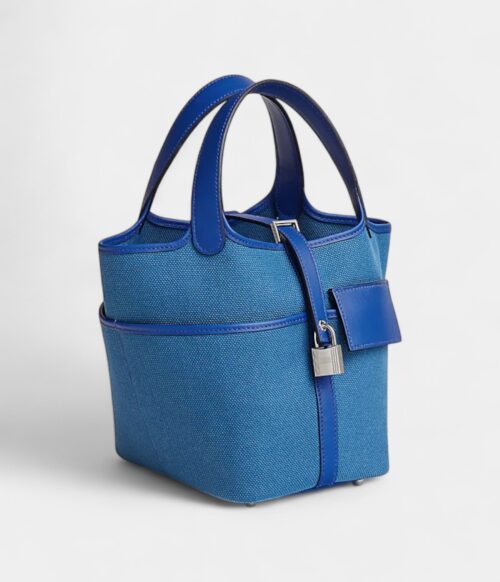Hermès Picotin Lock 18 Pocket Goeland Canvas and Swift Calfskin Palladium Hardware