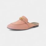 Hermès Pink Leather OZ Mules with Gold Hardware