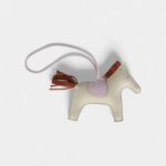 Hermès Rodeo Bag Charm MM Craie Gold and Mauve Pale Milo Lambskin