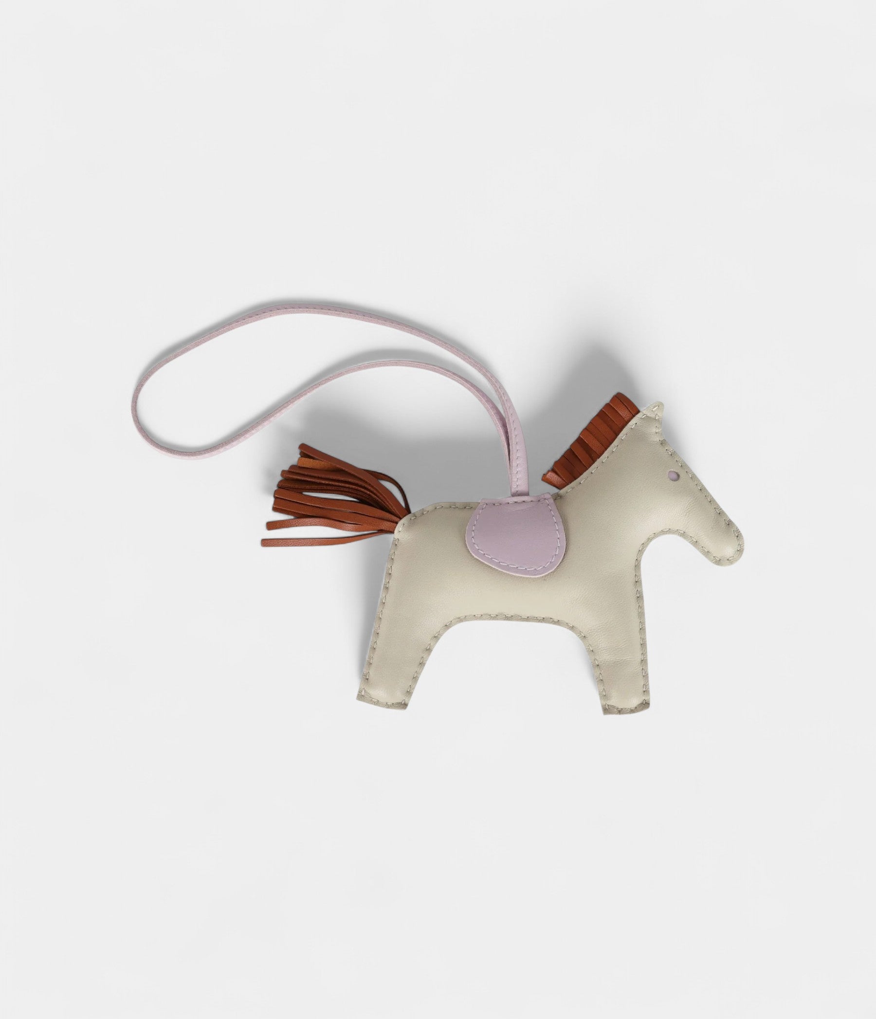 Hermès Rodeo Bag Charm MM Craie Gold and Mauve Pale Milo Lambskin