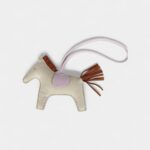 Hermès Rodeo Bag Charm MM Craie Gold and Mauve Pale Milo Lambskin