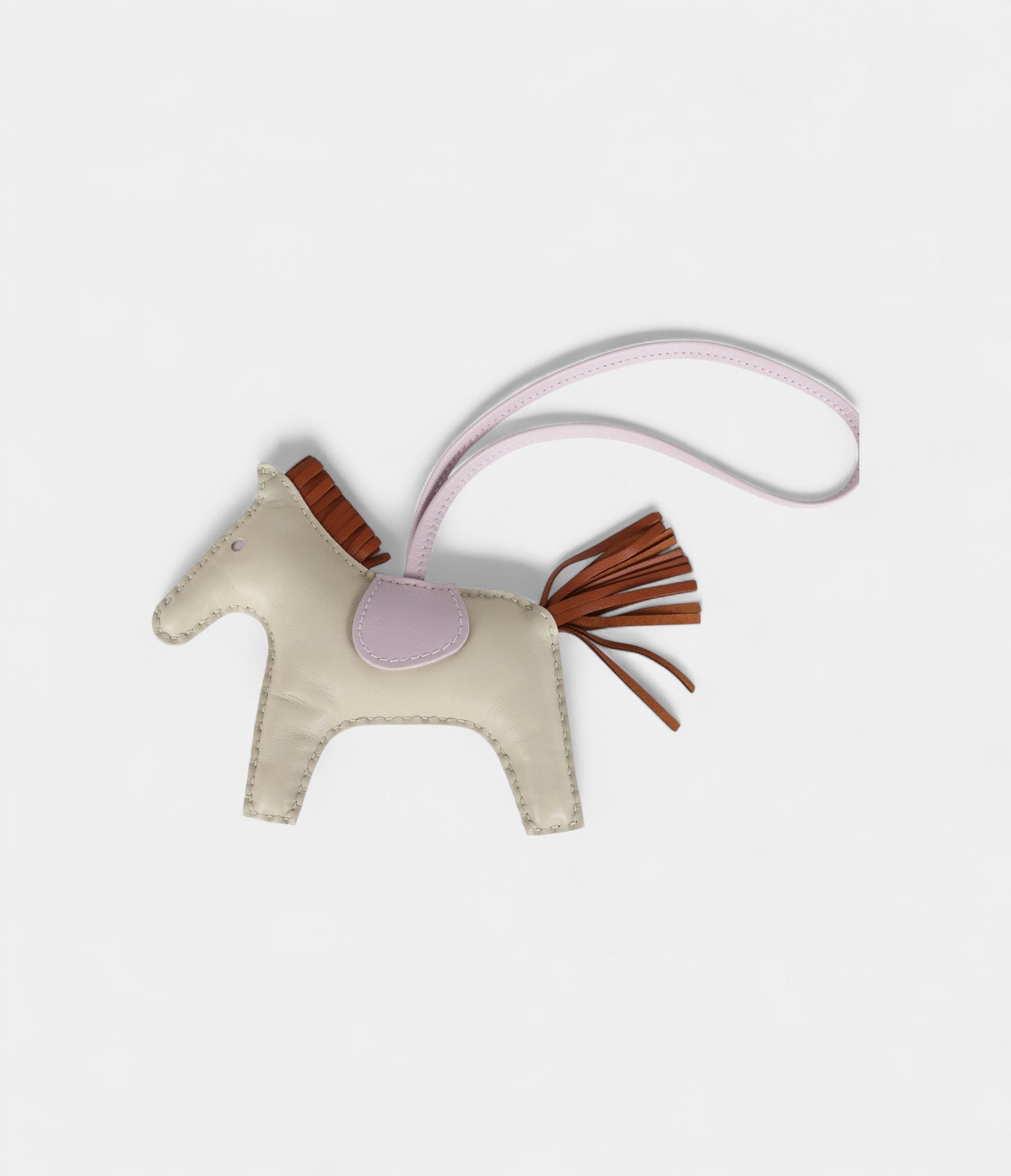 Hermès Rodeo Bag Charm MM Craie Gold and Mauve Pale Milo Lambskin
