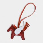 Hermès Rouge Grenat Cornaline Bleu Brume Pegasus Horse Rodeo Bag Charm PM