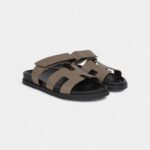 Hermès Chypre Techno Sandals Etoupe Epsom Palladium Hardware 40 EU