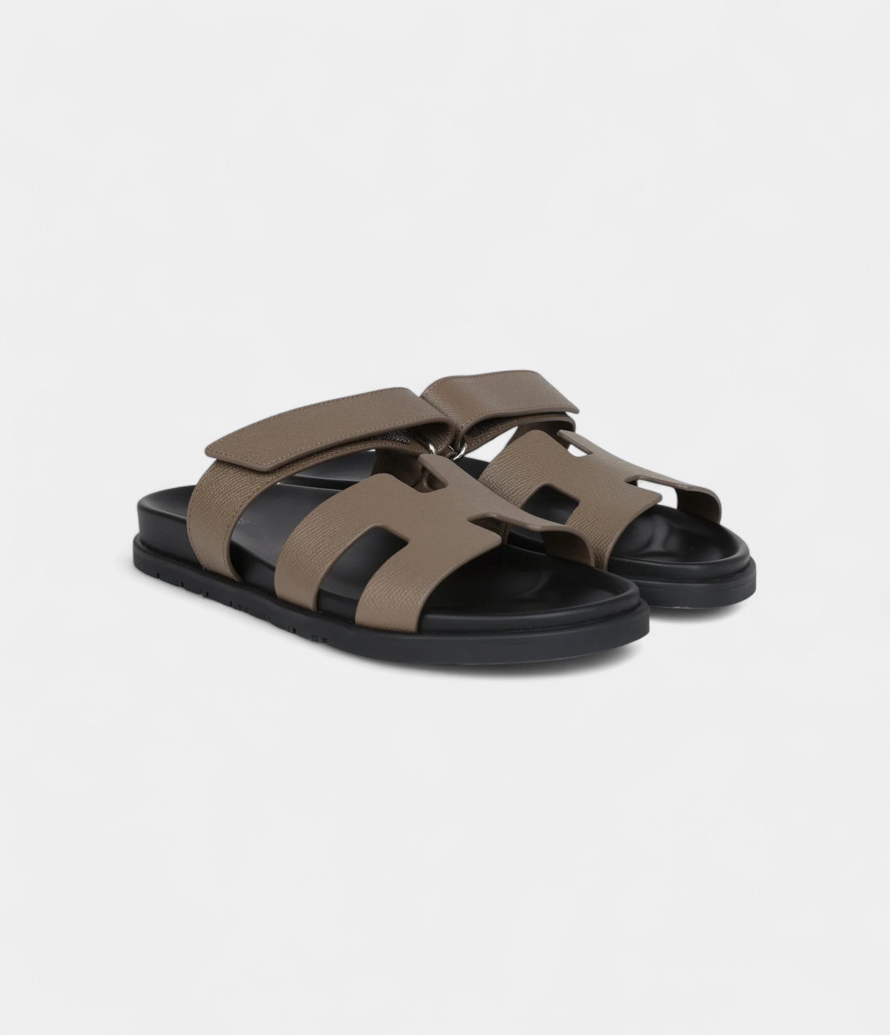 Hermès Chypre Techno Sandals Etoupe Epsom Palladium Hardware 40 EU